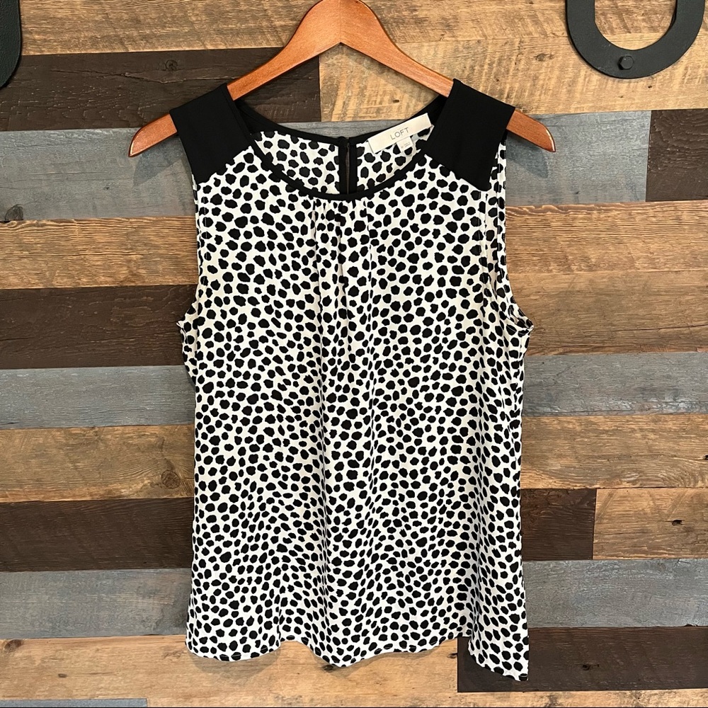 Ann Taylor sleeveless, blouse, animal print